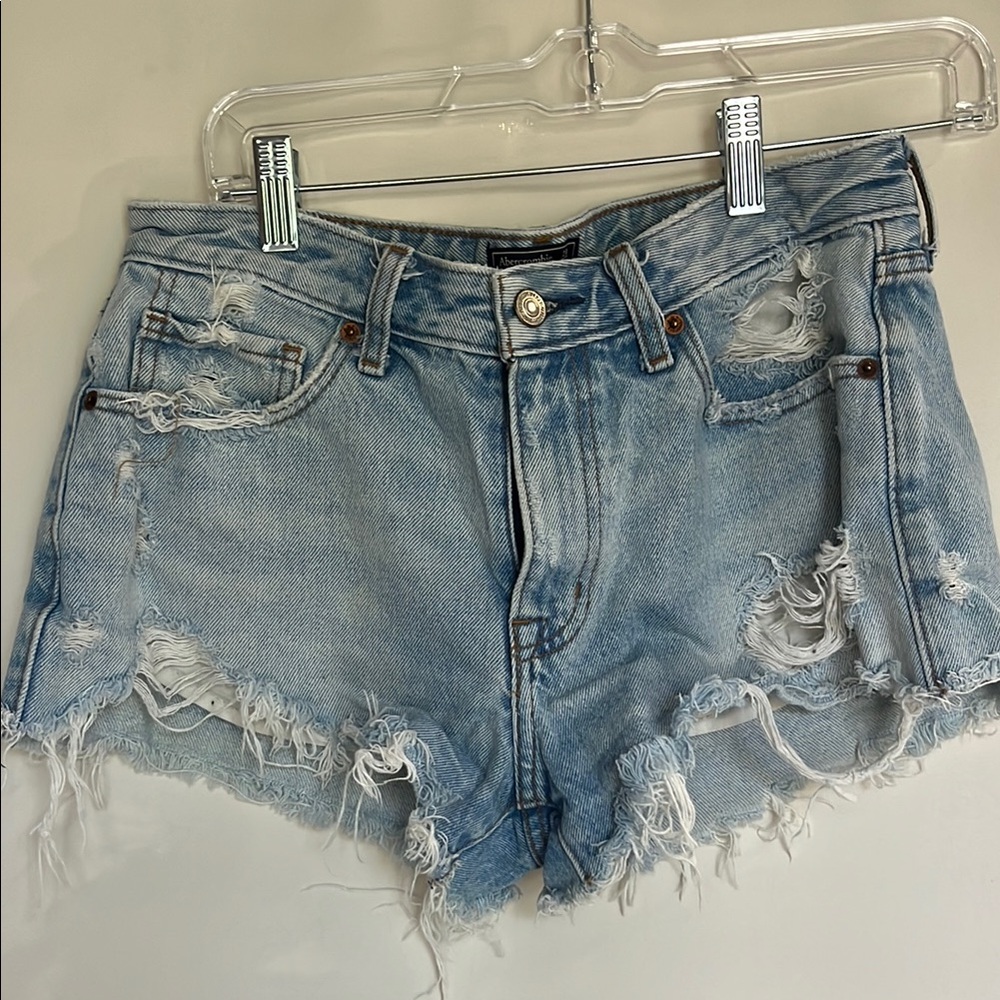 Abercrombie & Fitch Blue Jean Shorts Distressed Low-Waisted